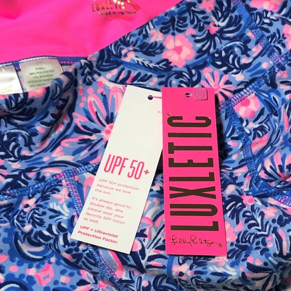 NEW Lilly Pulitzer Luxletic Weekender Midi Leggings Blue Peri Takin It Easy Sz S - Picture 7 of 8